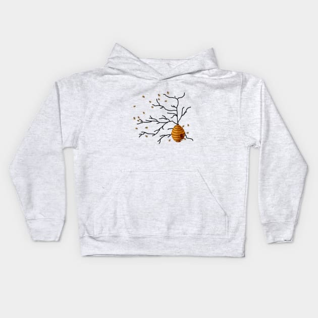 Honey Bees Hive Kids Hoodie by tfortwo